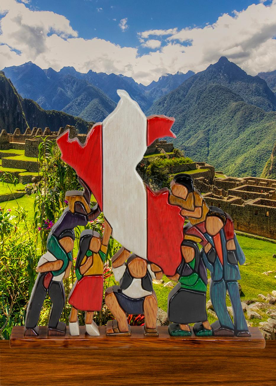 FAMILY AND PERUVIAN FLAG